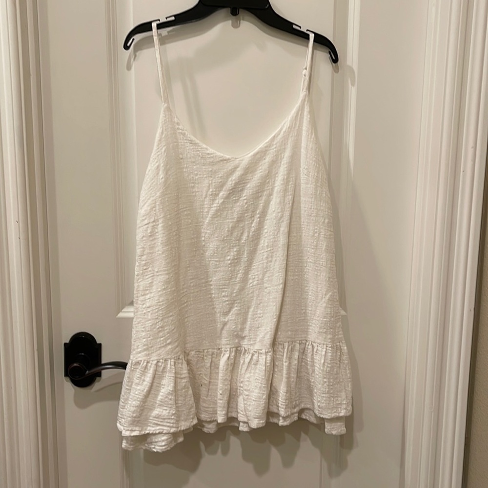 White linen flowy dress
